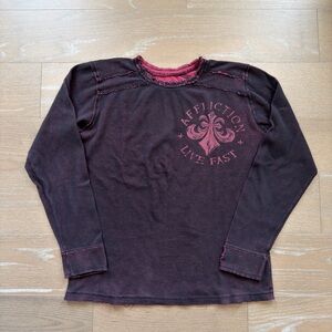 Affliction Men’s Reversible Thernal Sweater Burgundy Red XL